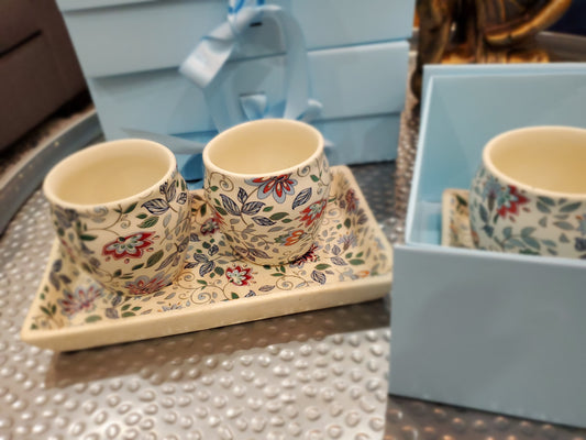Tea Cup Gift Set (of 2) with Tray