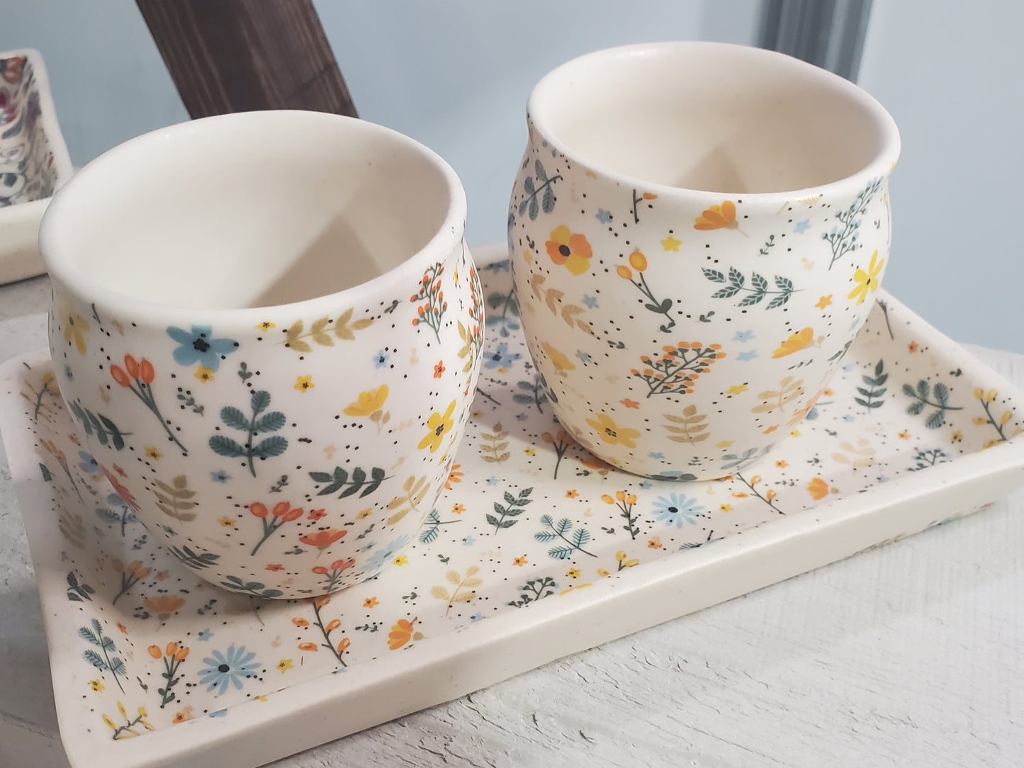 Tea Cup Gift Set (of 2) with Tray